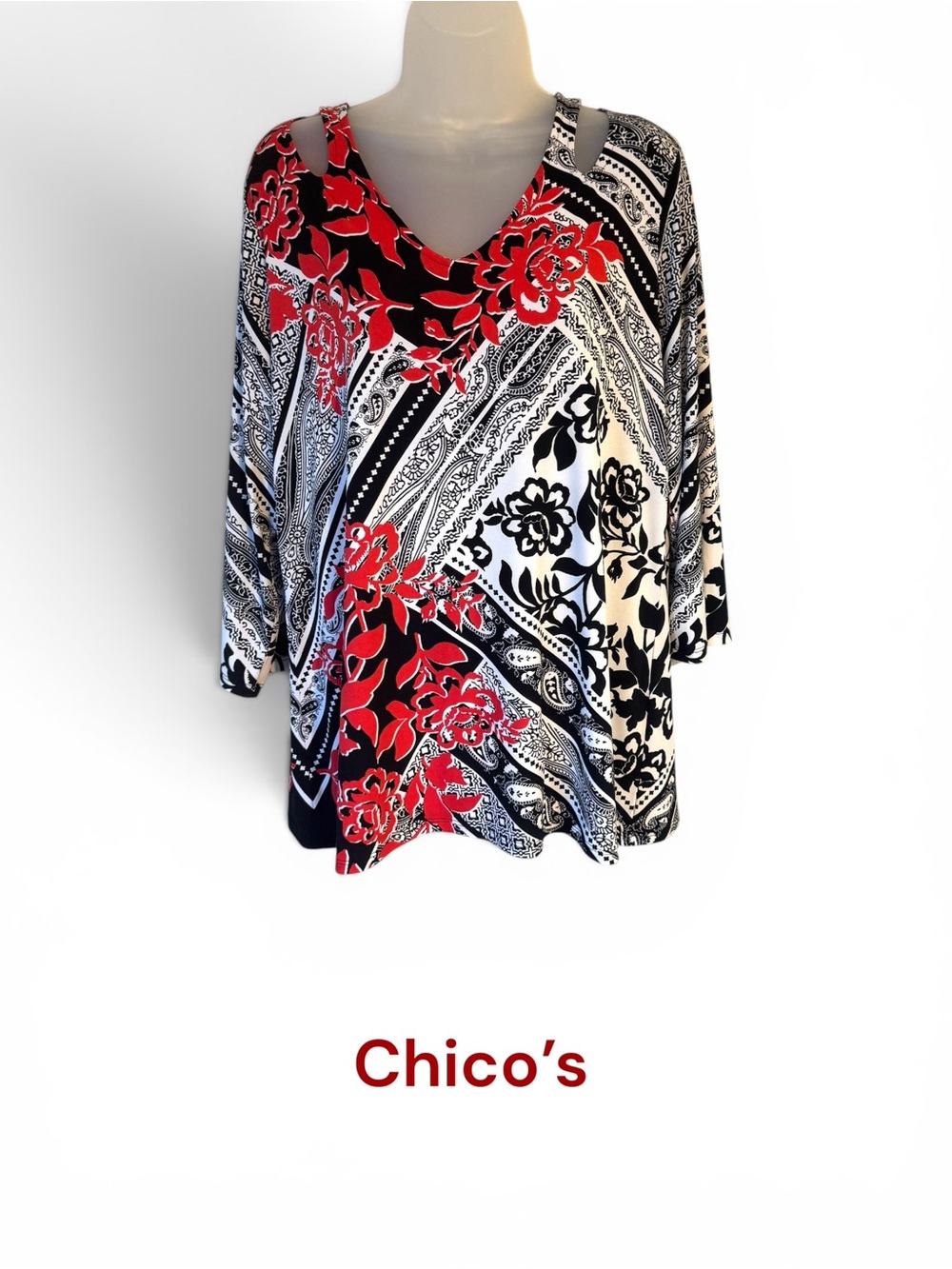 GORGEOUS CHICO'S PRINT TOP w/SHOULDER & BACK DETAIL  XLARGE    #2